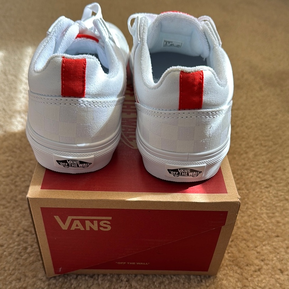 NWOT Vans Checkerboard White and Red Sneakers. Offers welcomed. - Picture 4 of 4